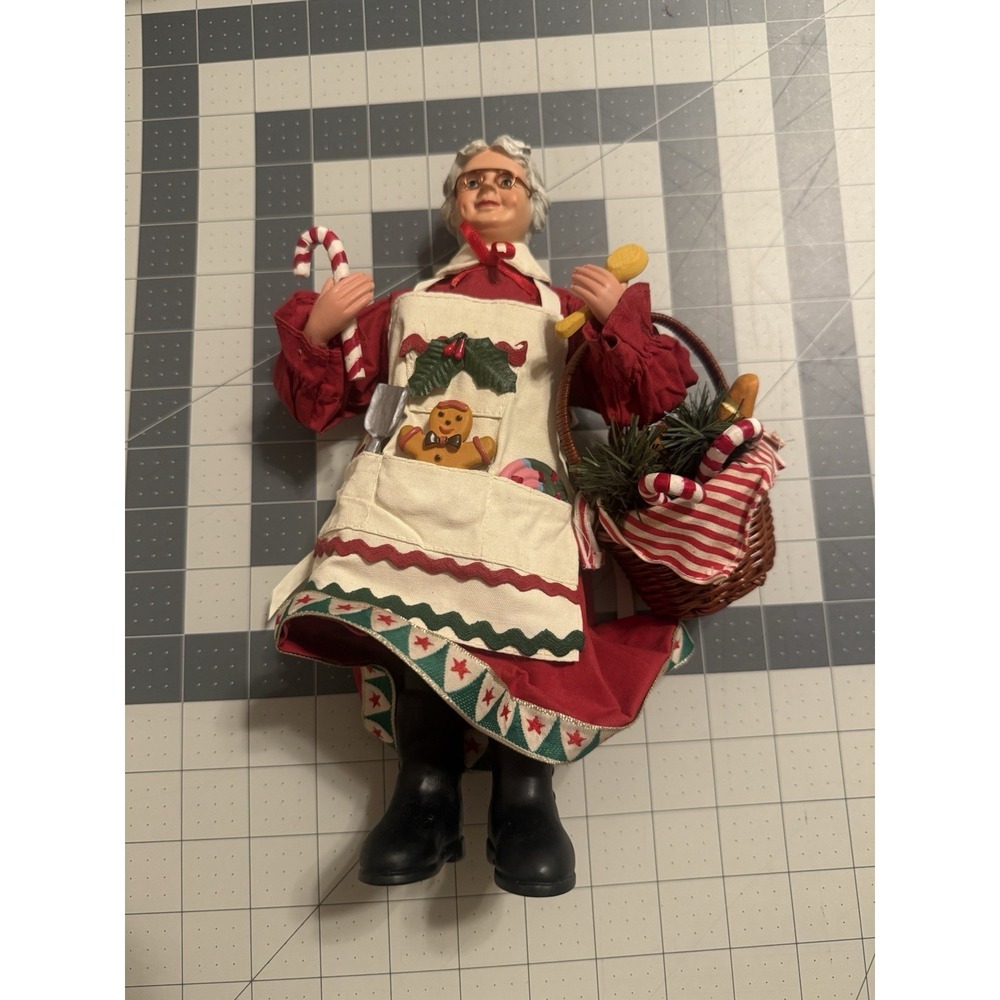 Vtg 1990's Kirkland Signature Fabric Mache Mrs Claus